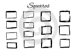 Handdrawn logo elements with squares
