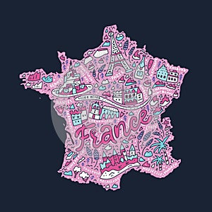 Handdrawn map of France