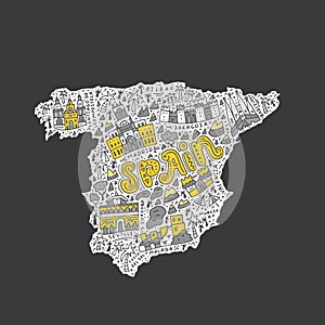 Handdrawn map of Spain