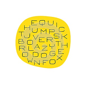 Handdrawn sans serif font composition on yellow background.