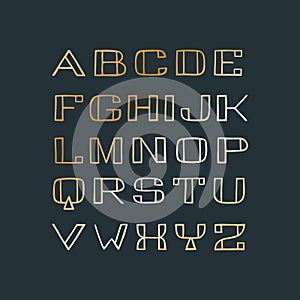 Handdrawn sans serif font with golden gradient fill.