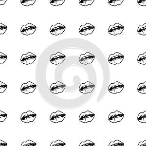Handdrawn seamless pattern doodle lips icon. Hand drawn black sketch. Sign symbol. Decoration element. White background. Isolated