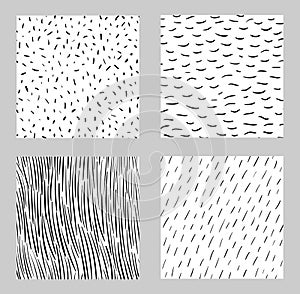 Handdrawn texture seamless pattern set vector