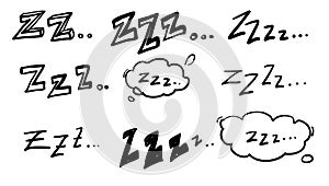 Handdrawn zzz symbol for doodle sleep illustration vector
