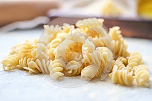 Handemade pasta closely on table