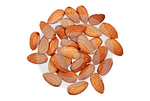 Handful of almonds nuts isolated