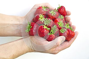 Handful, fistful of strawberries