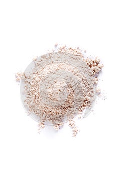 Handful of flour on a white background. Isolated