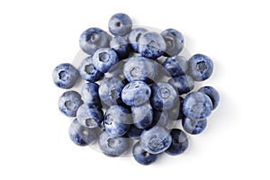handful of fresh ripe blueberries isolated on white