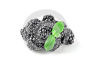 Handful of fresh tasty blackberries isolated on white
