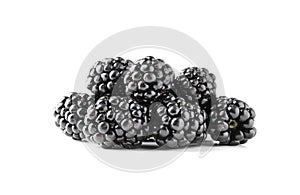 handful of fresh tasty blackberries isolated on white