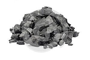 A handful of ground charcoal