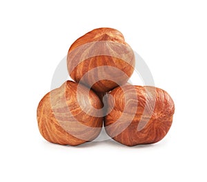 A handful of hazelnuts without shells