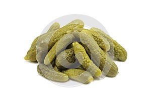 A handful of pickled cucumbers gherkins