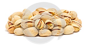 Handful of pistachio nuts Pistacia vera in the shell