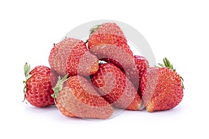 Handful of ripe strawberries on white background, isolated