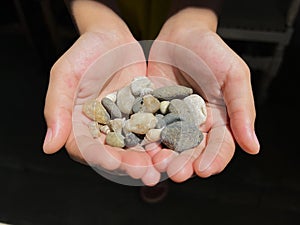 a handful of small pebbles