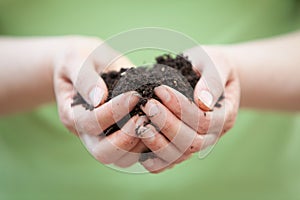 Handful of soil or dirt