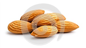 A Handful of Whole Almonds on a White Isolated Background