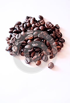 Handfull of coffee on white