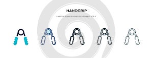 Handgrip icon in different style vector illustration. two colored and black handgrip vector icons designed in filled, outline,