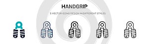 Handgrip icon in filled, thin line, outline and stroke style. Vector illustration of two colored and black handgrip vector icons