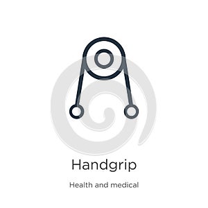 Handgrip icon. Thin linear handgrip outline icon isolated on white background from health collection. Line vector handgrip sign,
