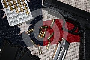 Handgun, Ammo and the American Flag