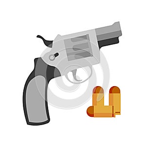 Handgun Revolver Nagant And Pistol Bullet Vector