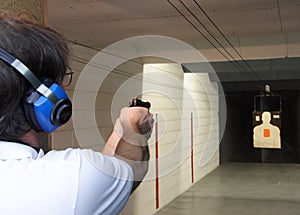 Handgun at shooting range