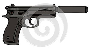 Handgun wit a silencer