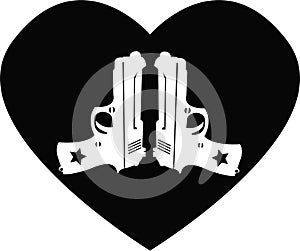 handguns and heart jpg image with SVG Cut file for Cricut and Silhouette