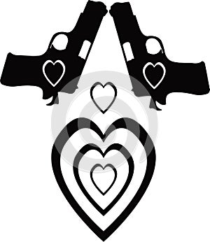 handguns and heart jpg image with SVG Cutfile for Cricut and Silhouette