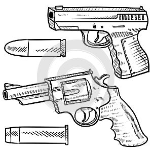 Handguns vector sketch