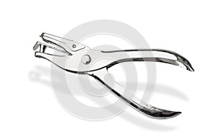 Handheld Hole Paper Punch . Paper Punches for Office isolated on white background .  Clipping path included