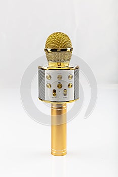 Handheld ktv wireless microphone hifi speaker. Wireless microphone hifi speaker isolated on white background photo