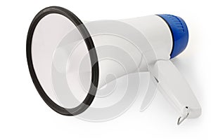 Handheld megaphone on white photo