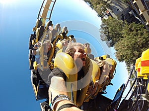 Handheld roller coaster ride with friends