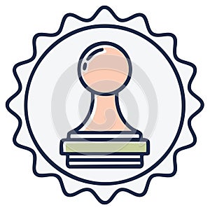 Handheld Rubber Stamp Icon with Seal and Handle