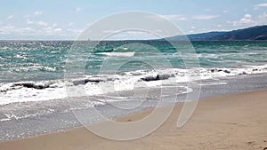 Handheld Shot Of Ocean Waves Beach And Sky Santa Monica California