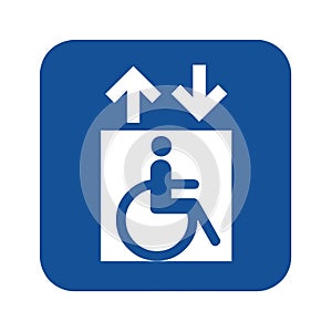 Handicap elevator sign with up and down arrows