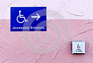 Handicap entrance sign and button