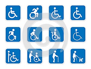 Handicap icons, disabled people