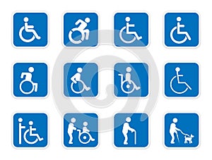 Handicap icons, disabled people photo