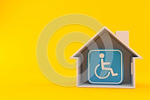 Handicap symbol inside house cross-section