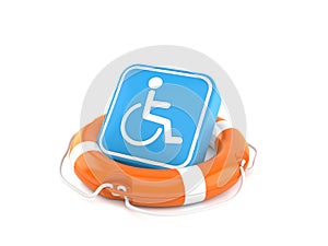 Handicap symbol inside life buoy