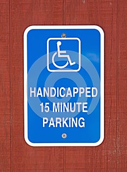 Handicapped 15 Minute Parking Sign