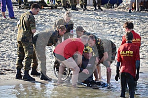 Handicapped athlete at a triathlon