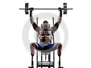 handicapped body builders building weights man with legs prosthesis silhouette photo