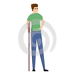 Handicapped man icon, cartoon style